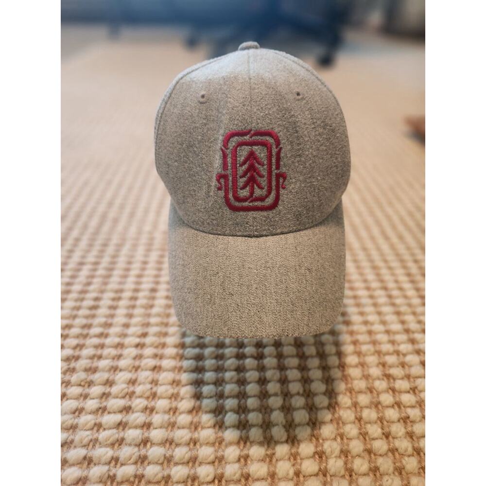 Men's Y2K Skater Element Gray Flexfit Hat with Red Logo, One Size